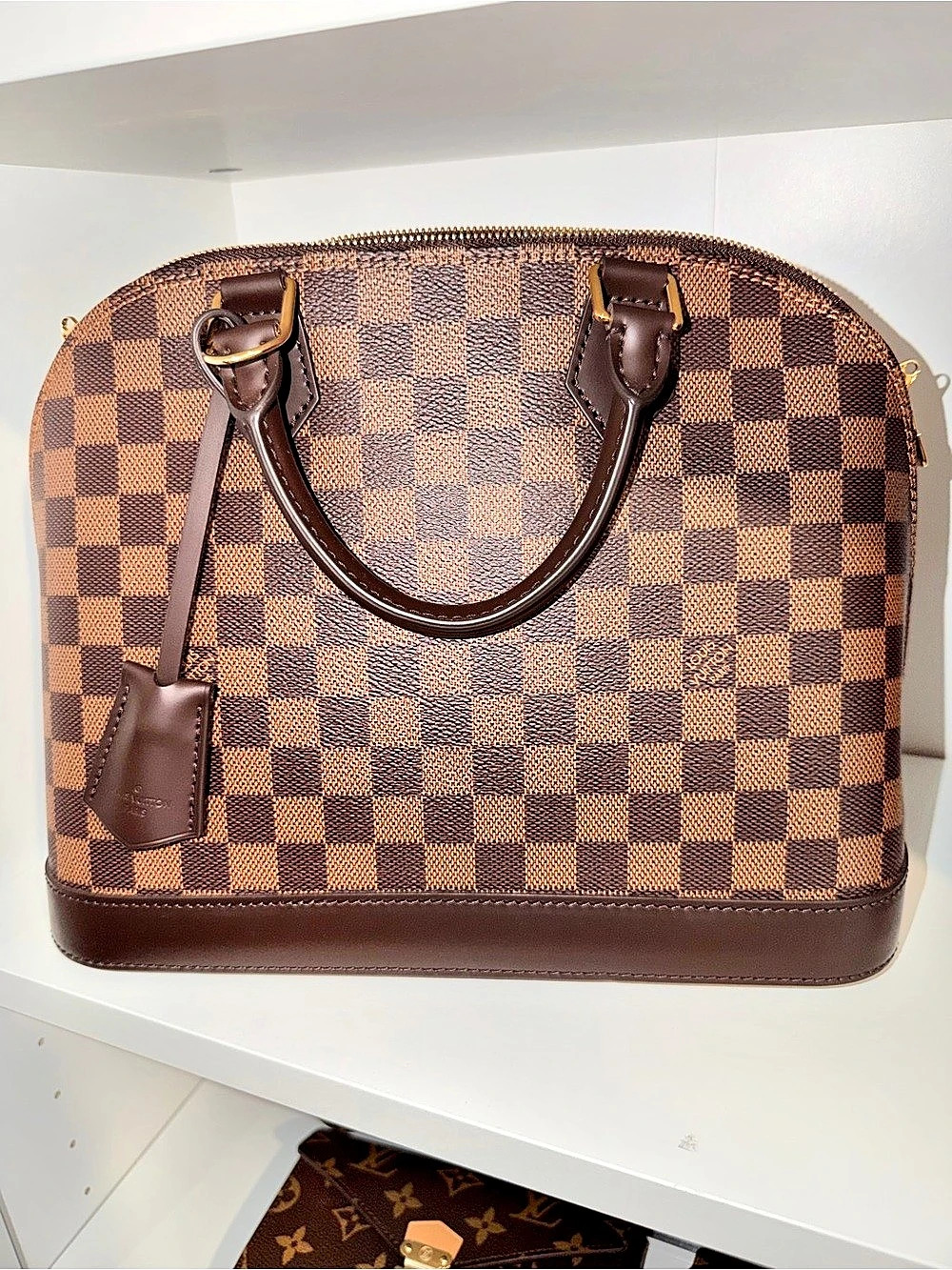 Louis Vuitton Alma PM Checkered Satchel in Brown